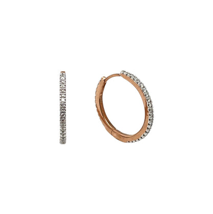 9ct Rose Gold Diamond Hoop Earrings