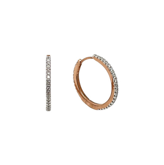 9ct Rose Gold Diamond Hoop Earrings