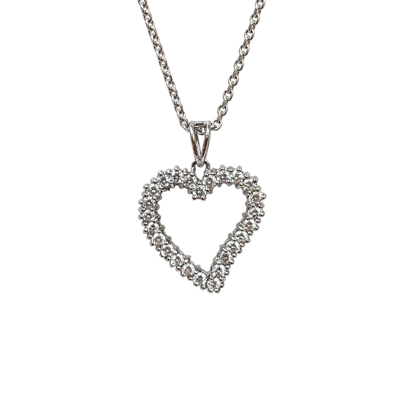 18ct White Gold Diamond Set Heart Pendant & Chain (16")
