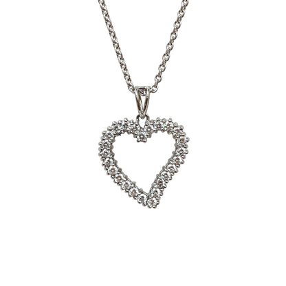 18ct White Gold Diamond Set Heart Pendant & Chain (16")
