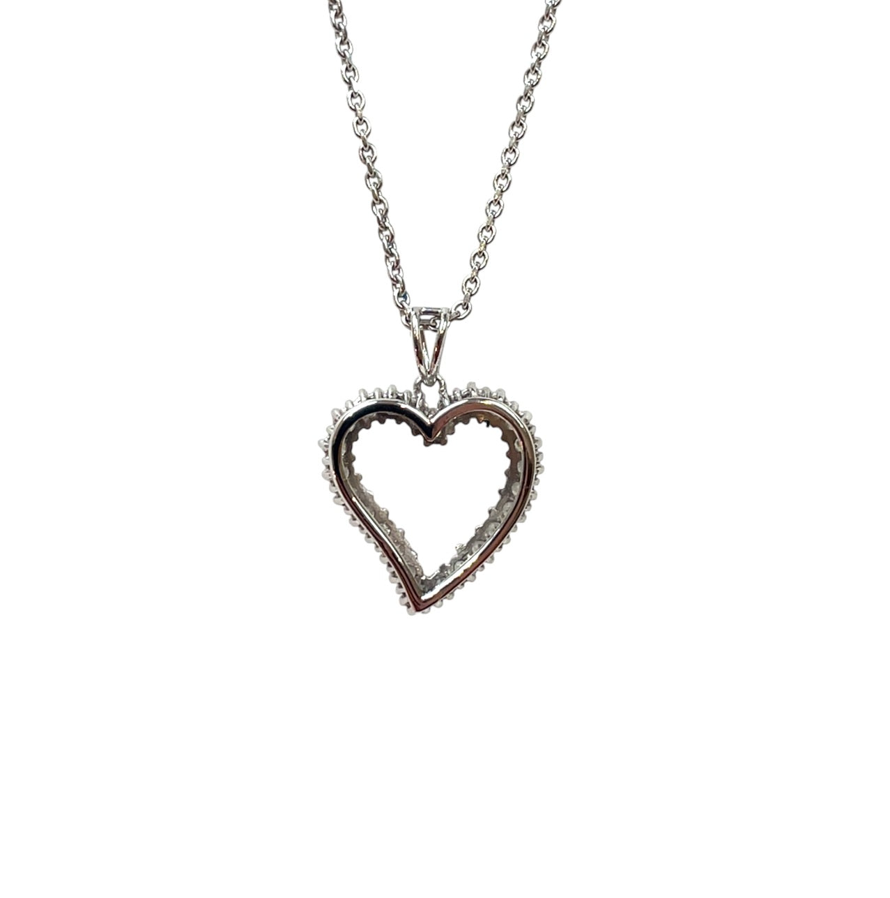 18ct White Gold Diamond Set Heart Pendant & Chain (16")