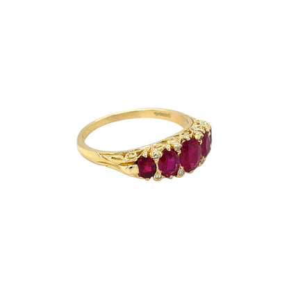 18ct Yellow Gold Five Stone Ruby Ring (R)