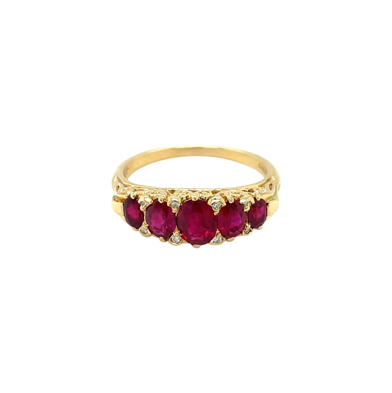 18ct Yellow Gold Five Stone Ruby Ring (R)