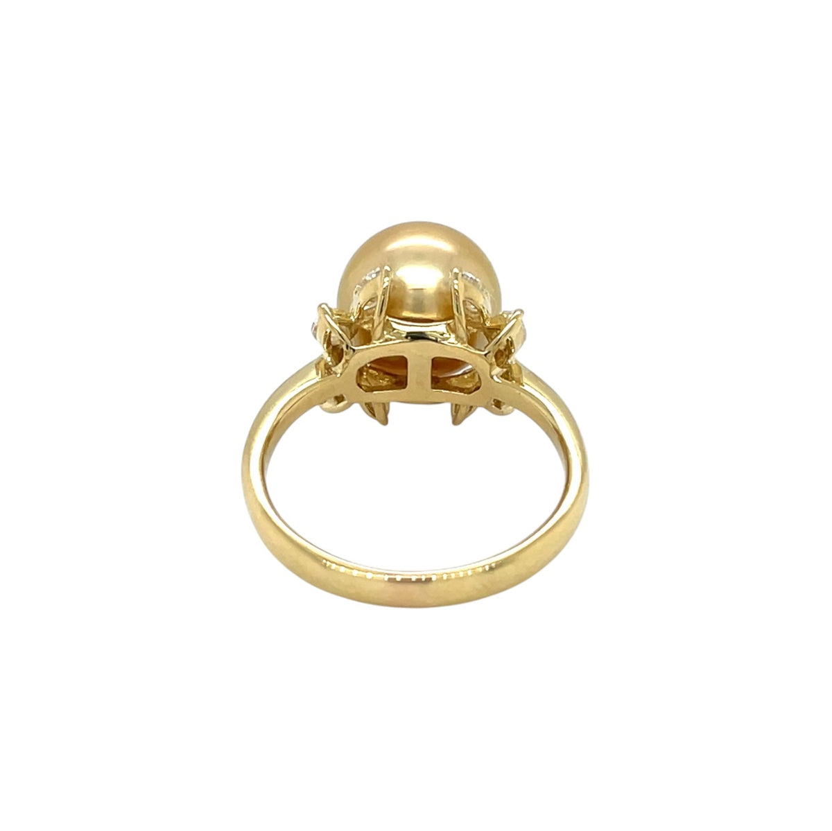18ct Yellow Gold Golden South Sea Pearl & Diamond Ring (M)