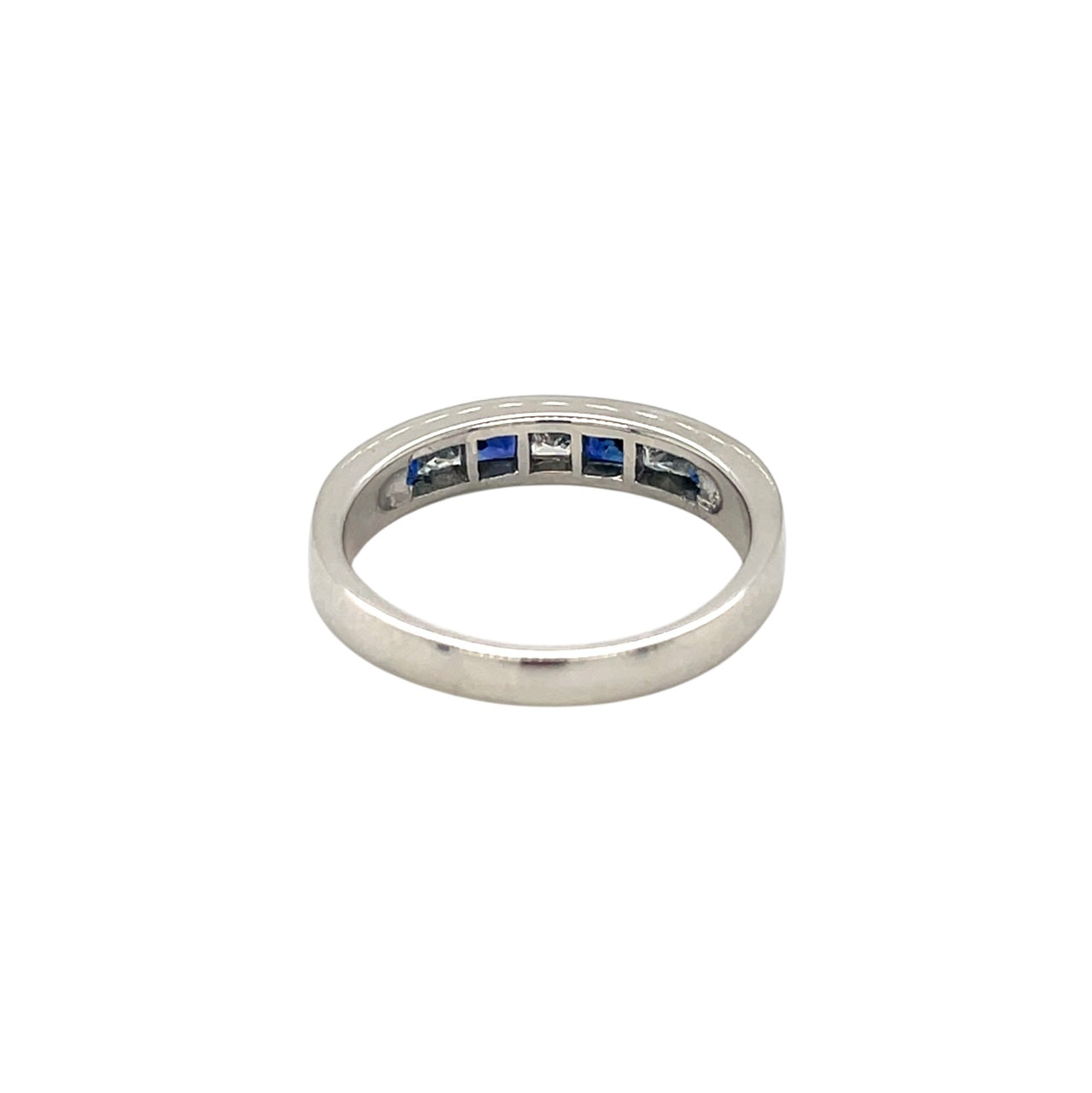 18ct White Gold Sapphire & Diamond Princess Cut Half-Set Eternity Ring (N)