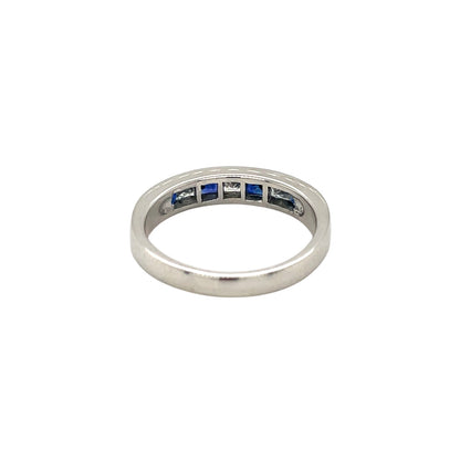 18ct White Gold Sapphire & Diamond Princess Cut Half-Set Eternity Ring (N)