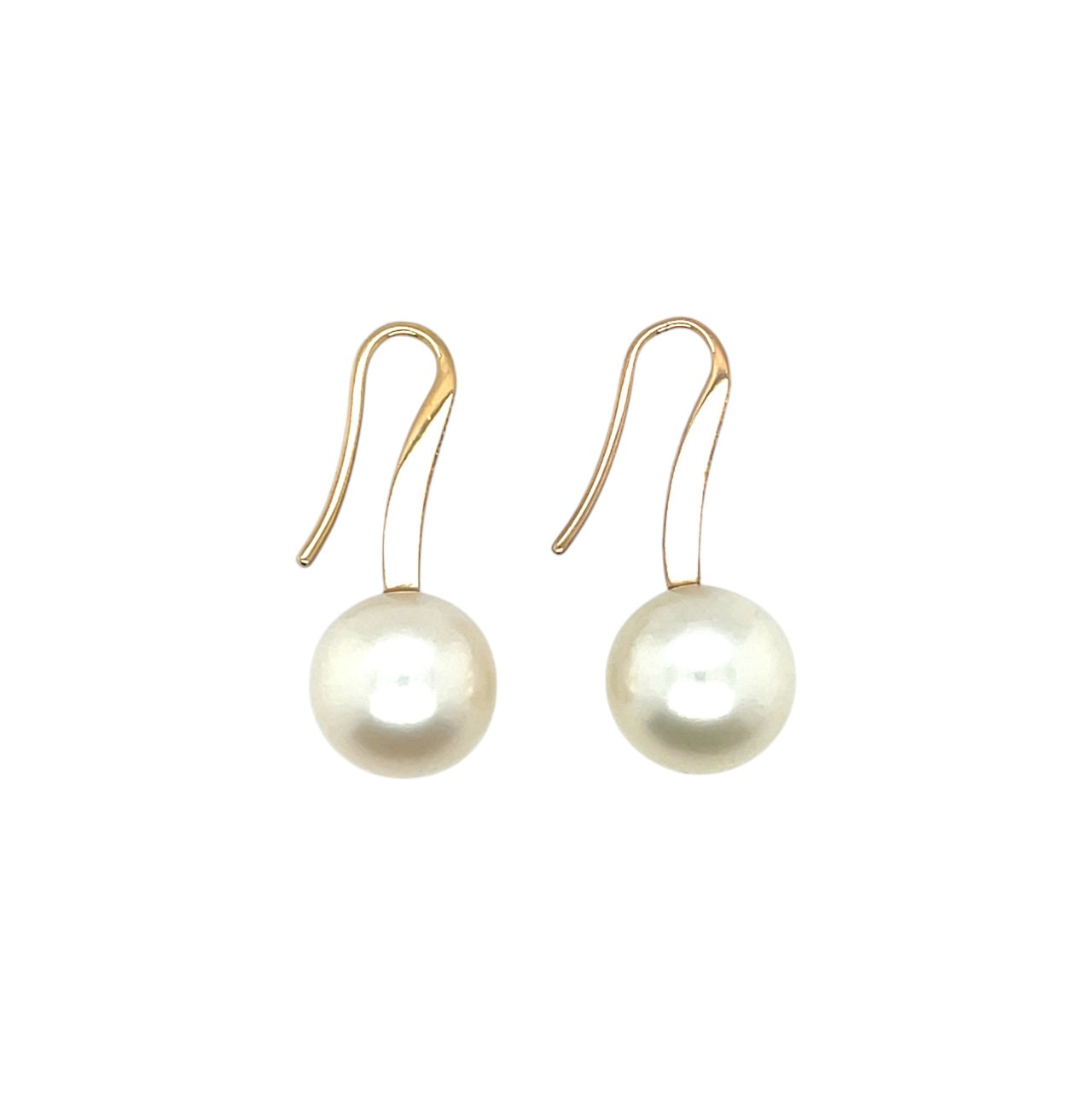 18ct Yellow Gold Pearl & Diamond Shepherd Hook Earrings