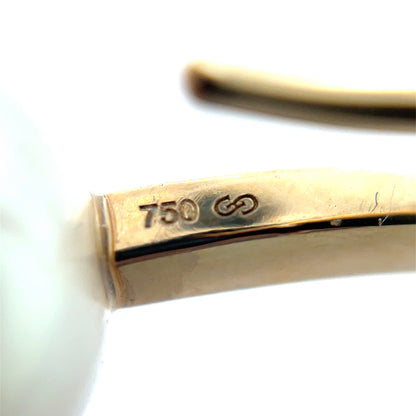 18ct Yellow Gold Pearl & Diamond Shepherd Hook Earrings