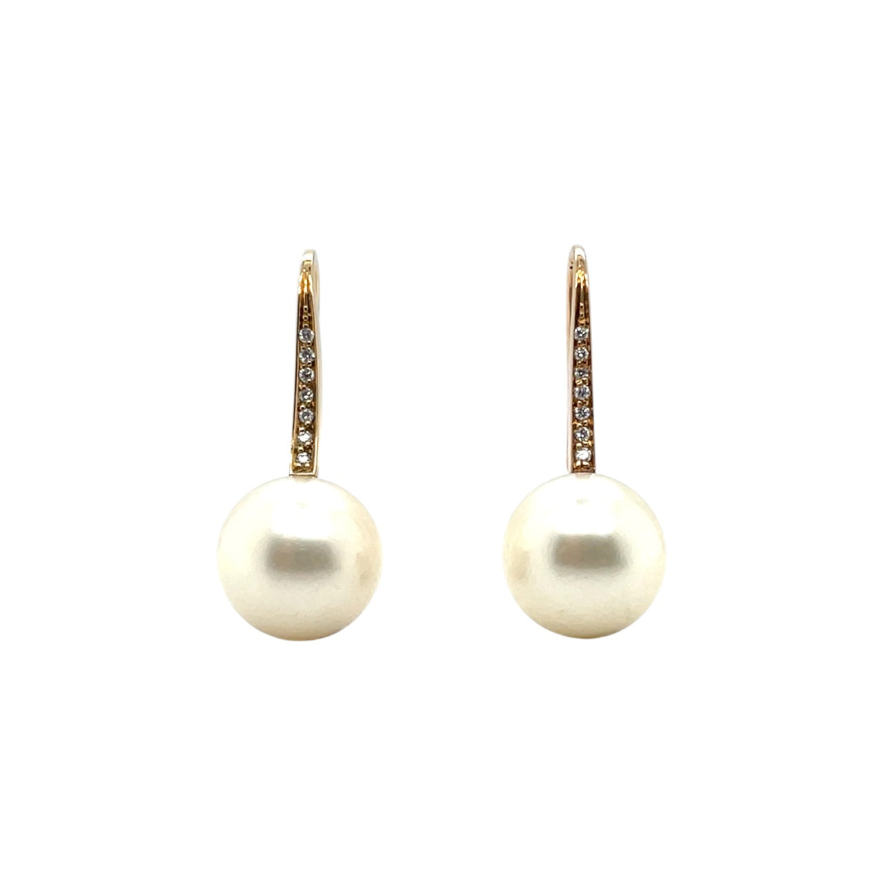18ct Yellow Gold Pearl & Diamond Shepherd Hook Earrings