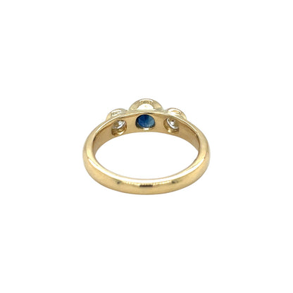 18ct Yellow Gold Sapphire & Diamond Three Stone Ring (N)