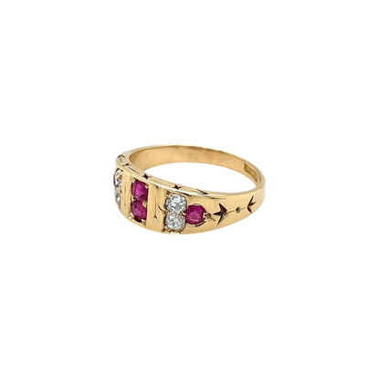 18ct Yellow Gold Ruby & Diamond Ring (K)