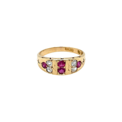 18ct Yellow Gold Ruby & Diamond Ring (K)
