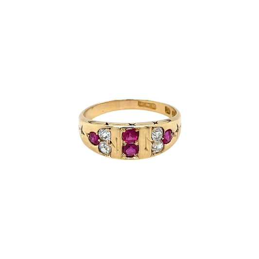 18ct Yellow Gold Ruby & Diamond Ring (K)