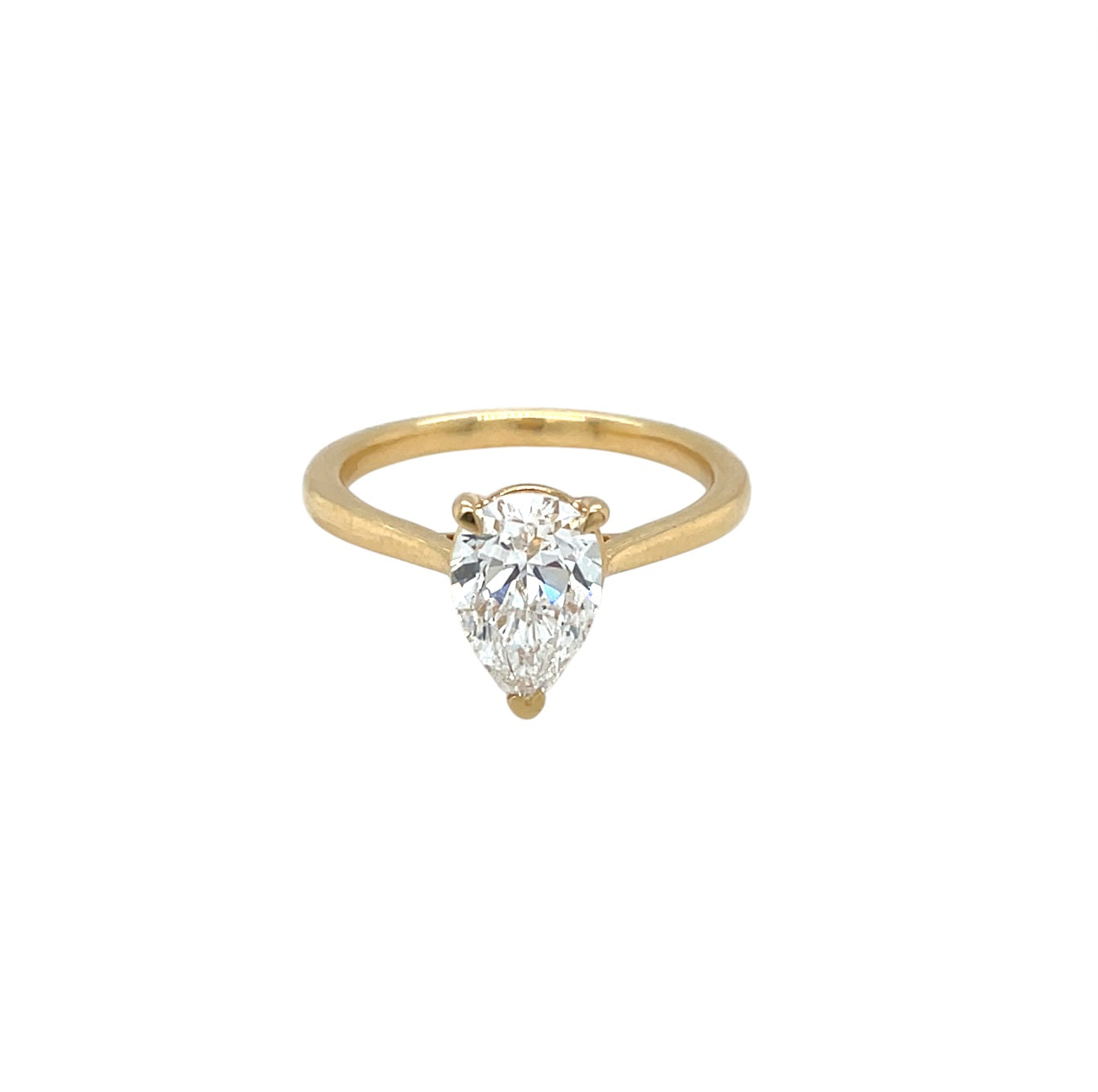 18ct Yellow Gold Pear Cut Lab Grown Diamond Solitaire Ring (M)