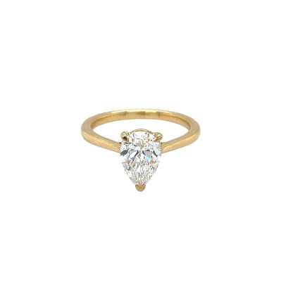 18ct Yellow Gold Pear Cut Lab Grown Diamond Solitaire Ring (M)
