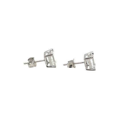 18ct White Gold Emerald Cut Lab Grown Diamond Stud Earrings