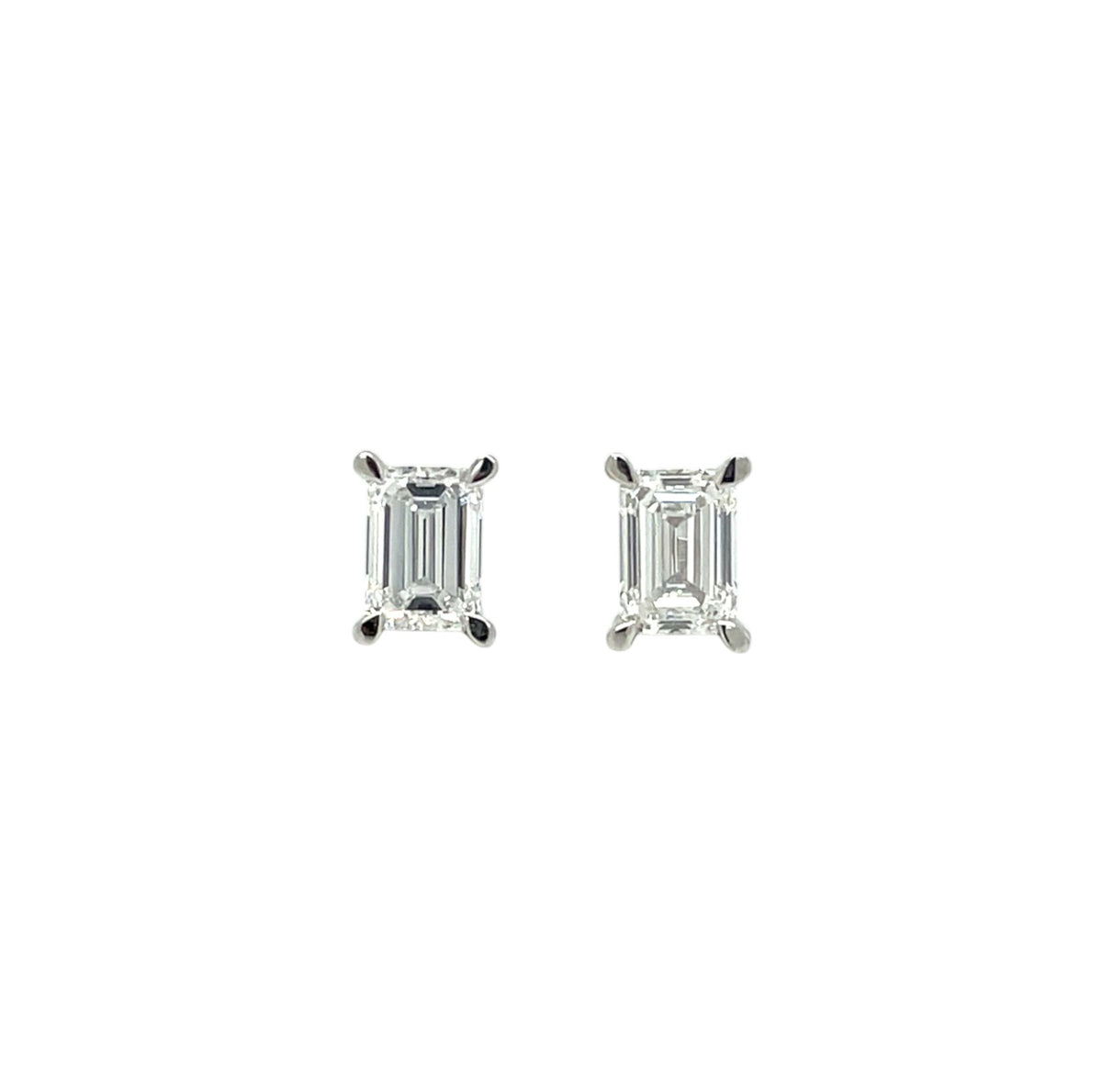 18ct White Gold Emerald Cut Lab Grown Diamond Stud Earrings