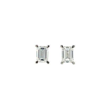 18ct White Gold Emerald Cut Lab Grown Diamond Stud Earrings