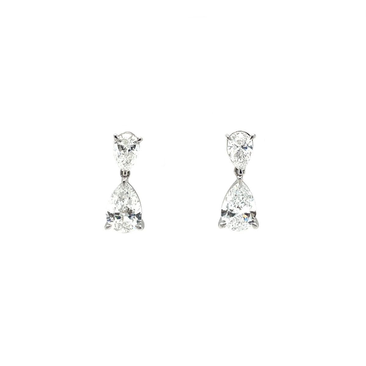 18ct White Gold Lab Grown Pear Cut Diamond Drop Earrings
