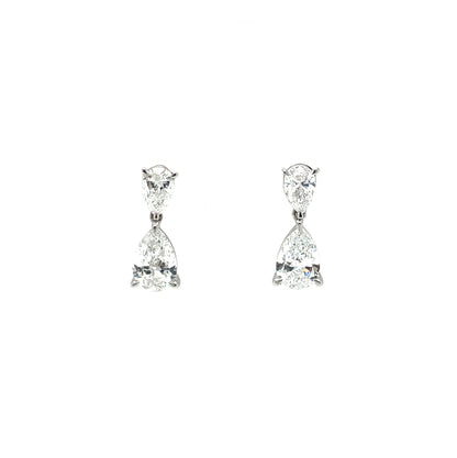 18ct White Gold Lab Grown Pear Cut Diamond Drop Earrings