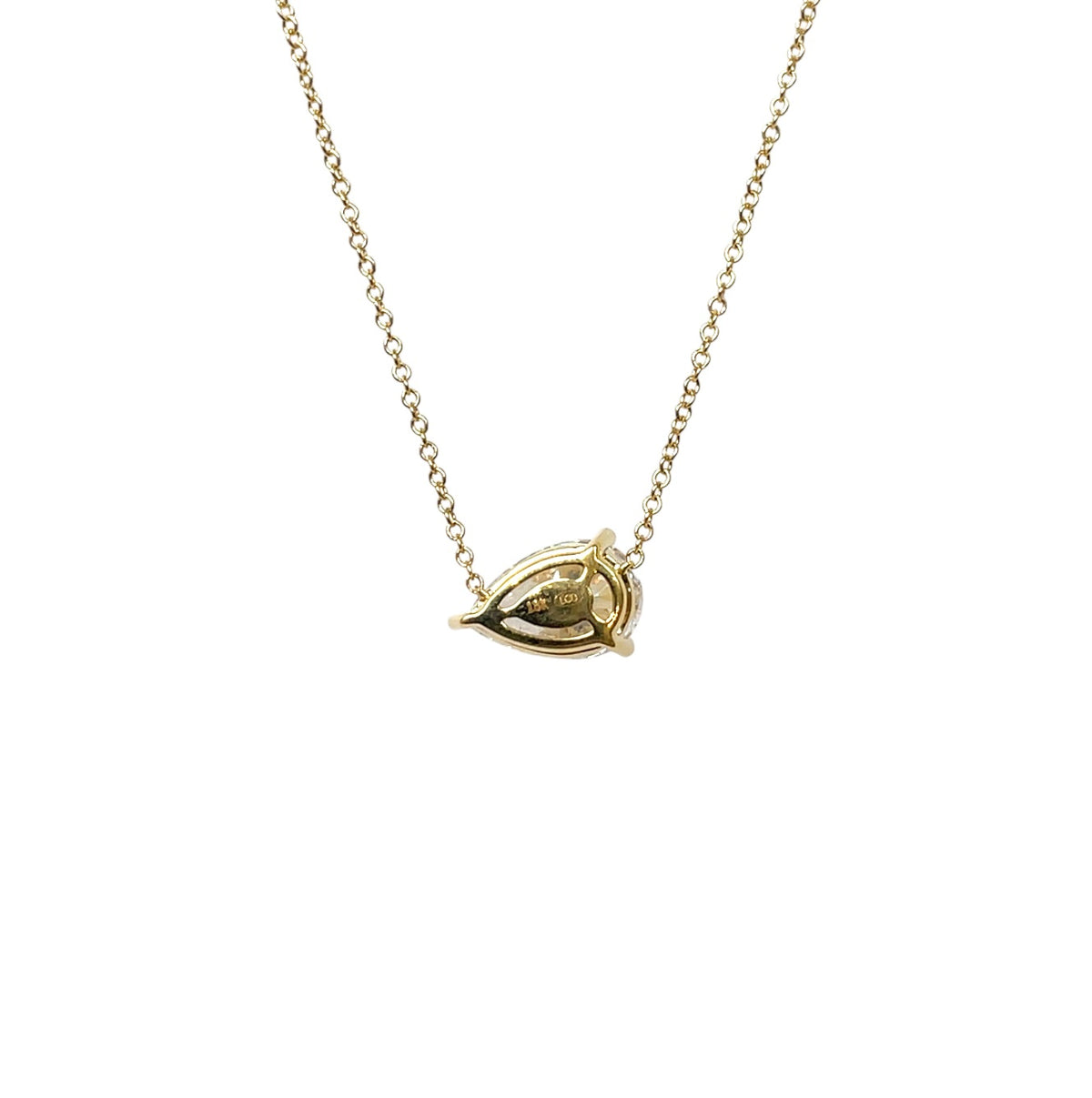 18ct Yellow Gold Pear Cut Lab Grown Diamond Pendant & Chain (18")