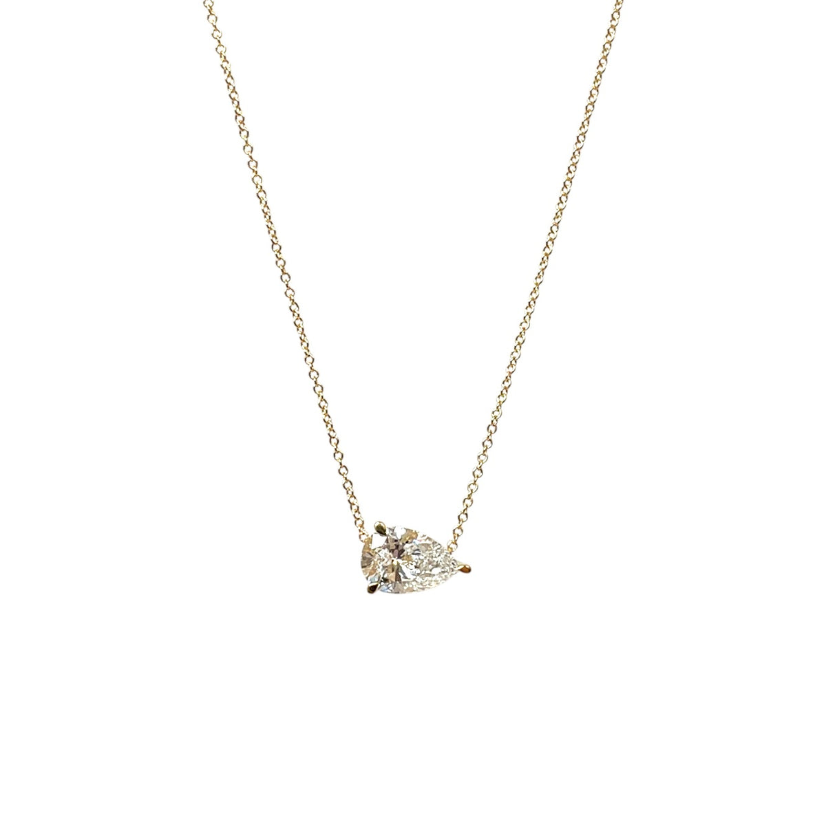 18ct Yellow Gold Pear Cut Lab Grown Diamond Pendant & Chain (18")