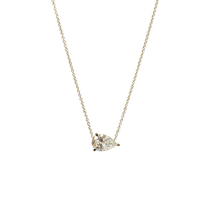 18ct Yellow Gold Pear Cut Lab Grown Diamond Pendant & Chain (18")