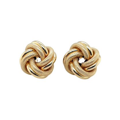 18ct Yellow Gold Polished & Textured Knot Stud Earrings