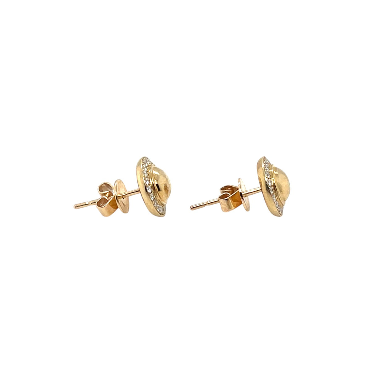 9ct Yellow Gold Domed Diamond Stud Earrings