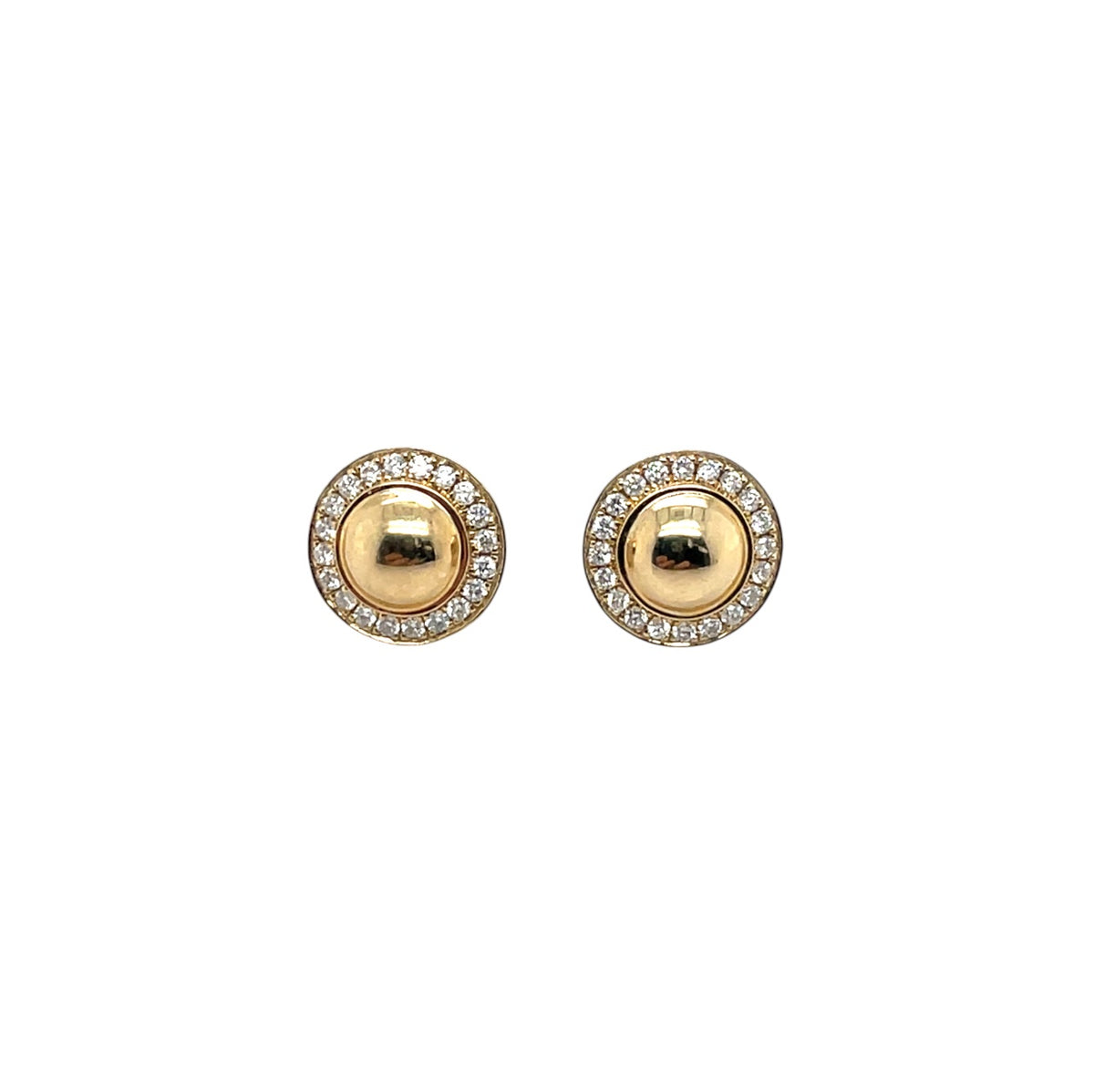 9ct Yellow Gold Domed Diamond Stud Earrings
