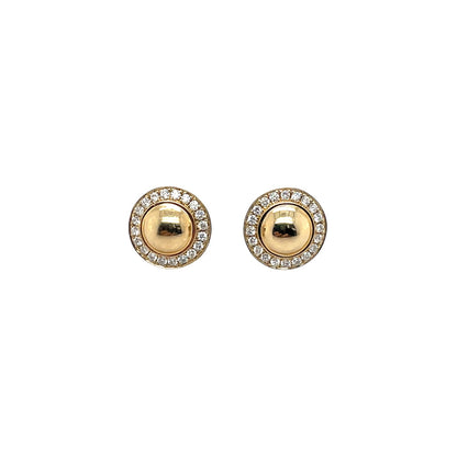 9ct Yellow Gold Domed Diamond Stud Earrings