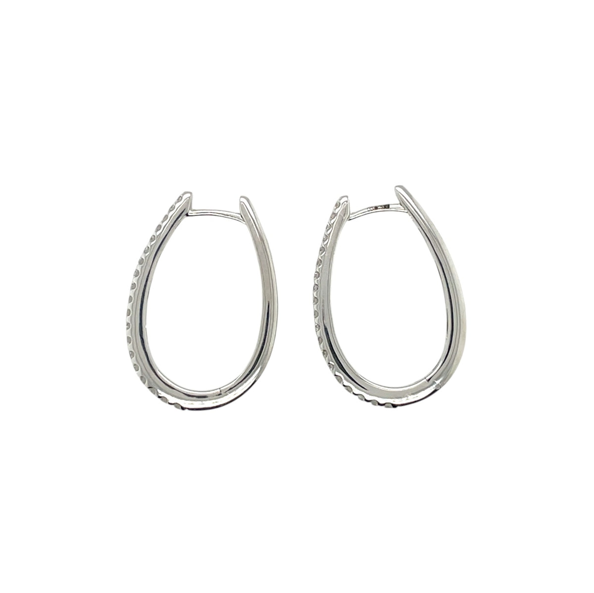 18ct White Gold Oval Diamond Hoop Earrings
