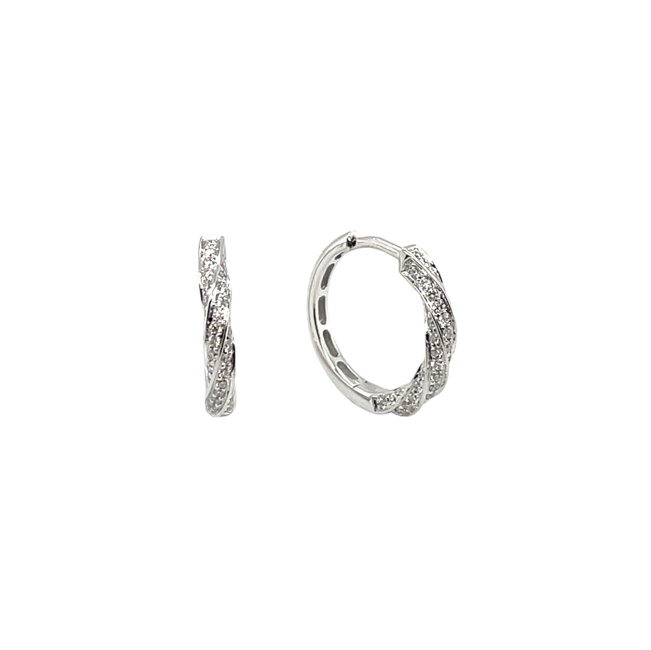 18ct White Gold Diamond Hoop Earrings