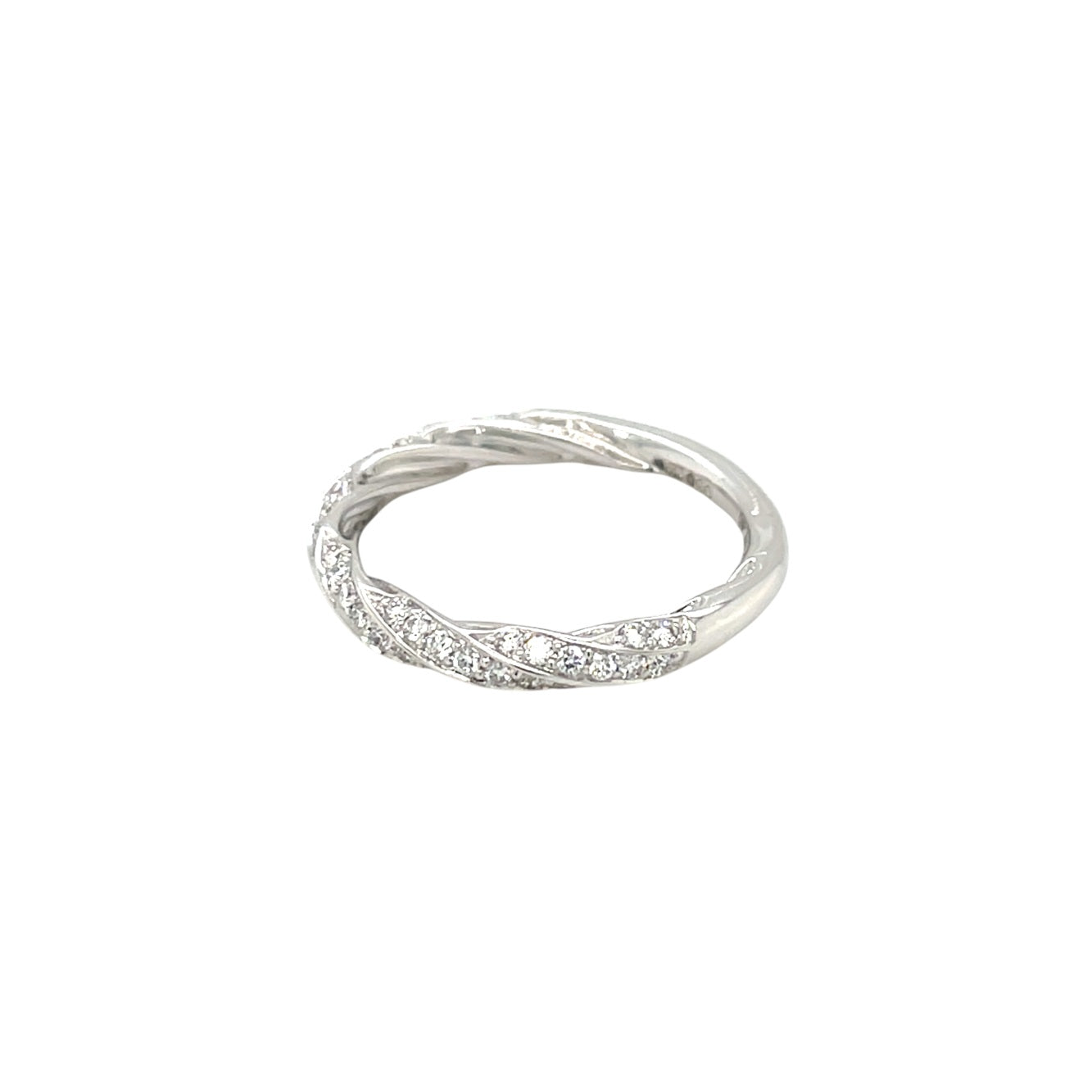 18ct White Gold Diamond Twist Half-Set Eternity Ring (O)