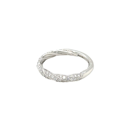 18ct White Gold Diamond Twist Half-Set Eternity Ring (O)