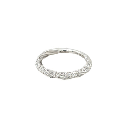 18ct White Gold Diamond Twist Half-Set Eternity Ring (O)