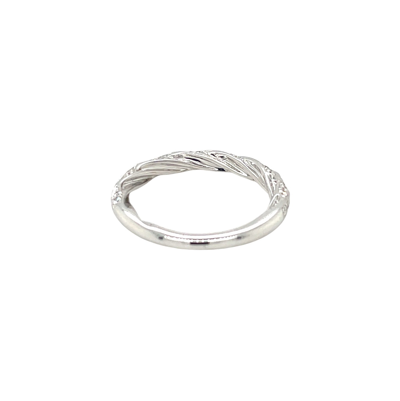 18ct White Gold Diamond Twist Half-Set Eternity Ring (O)