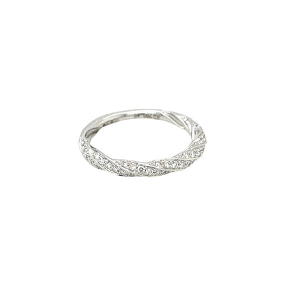 18ct White Gold Diamond Twist Half-Set Eternity Ring (O)