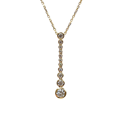 18ct Yellow Gold Diamond Bubble Rubover Pendant & Chain (18")