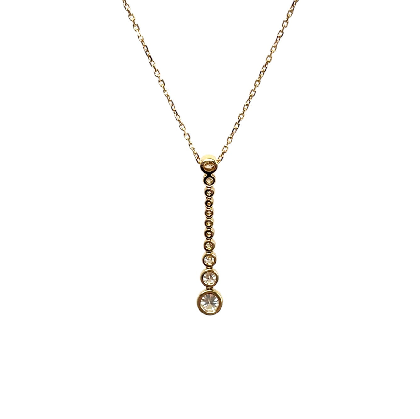 18ct Yellow Gold Diamond Bubble Rubover Pendant & Chain (18")