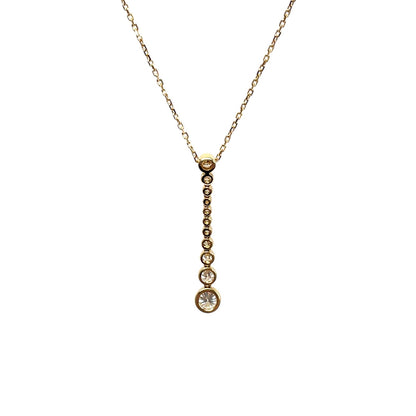 18ct Yellow Gold Diamond Bubble Rubover Pendant & Chain (18")