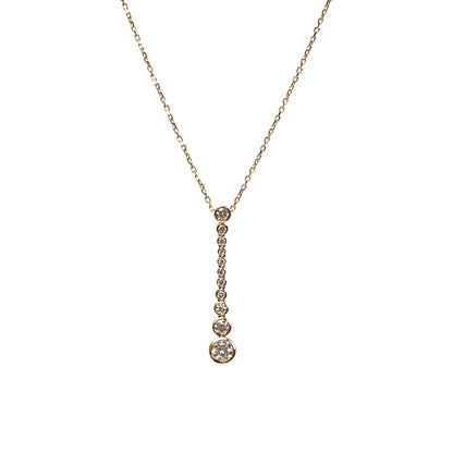 18ct Yellow Gold Diamond Bubble Rubover Pendant & Chain (18")