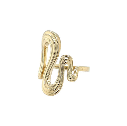 9ct Yellow Gold Ripple Dress Ring (Size L)