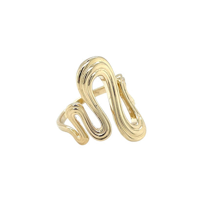 9ct Yellow Gold Ripple Dress Ring (Size L)
