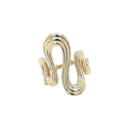 9ct Yellow Gold Ripple Dress Ring (Size L)