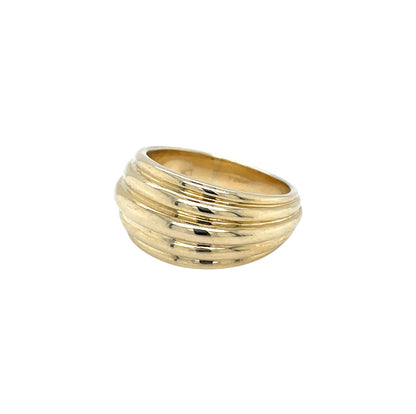 9ct Yellow Gold Ridged Dome Dress Ring (N)