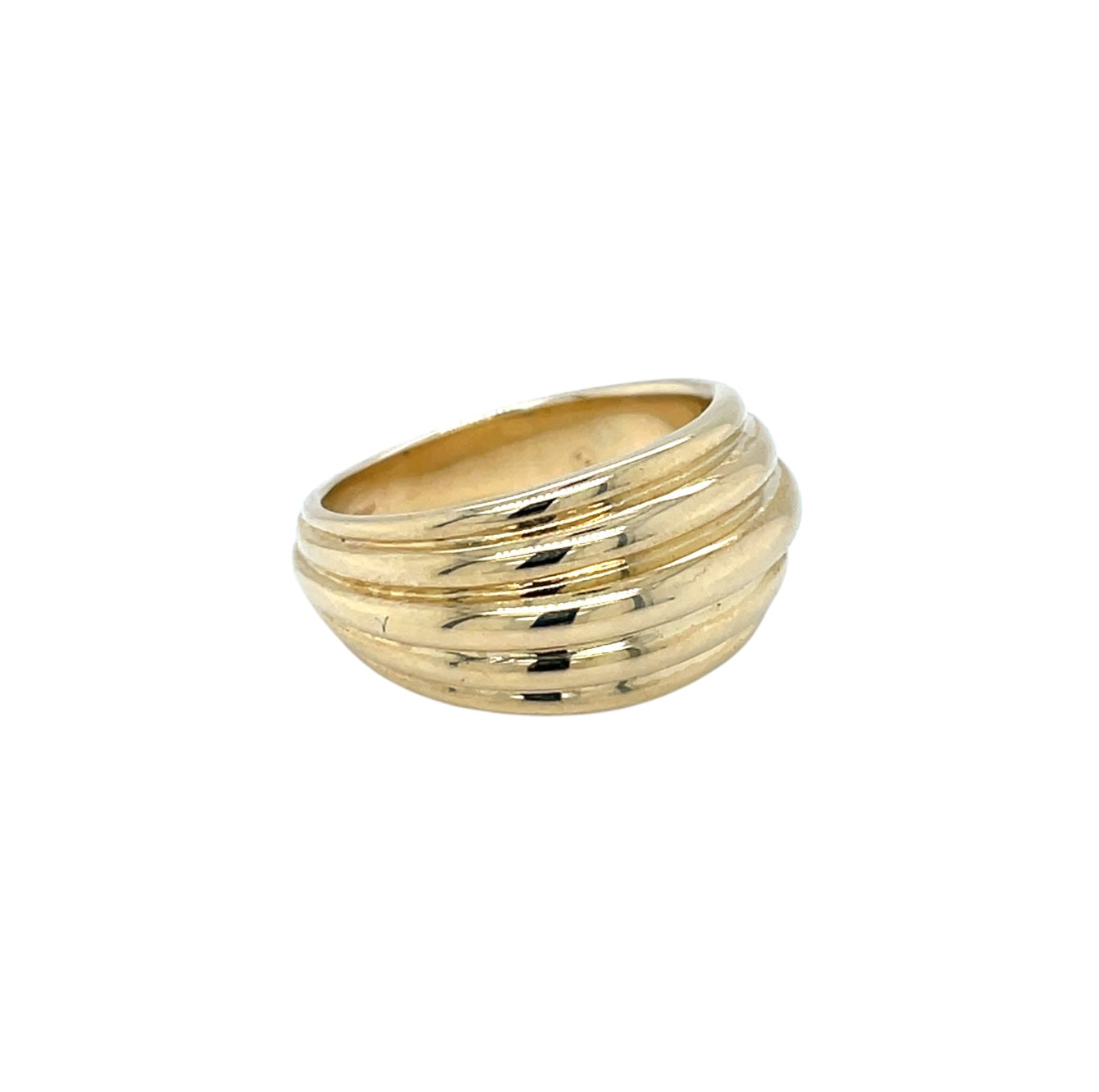 9ct Yellow Gold Ridged Dome Dress Ring (N)