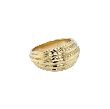 9ct Yellow Gold Ridged Dome Dress Ring (N)