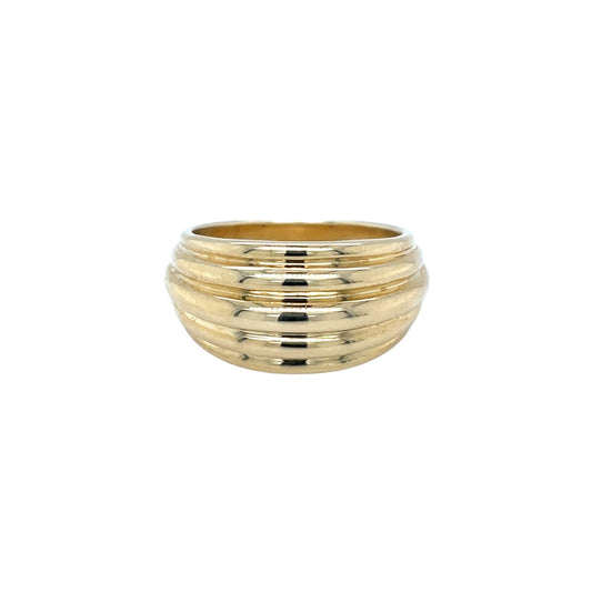 9ct Yellow Gold Ridged Dome Dress Ring (N)
