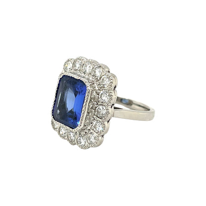 Platinum Tanzanite & Diamond Halo Ring (L)